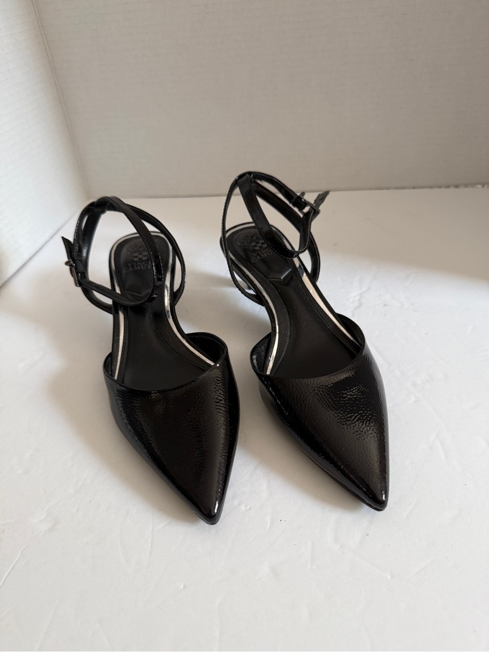 Women’s Black Pointed Ankle-Strap Low Heels Pumps Shoes Dressy Sandals size 5